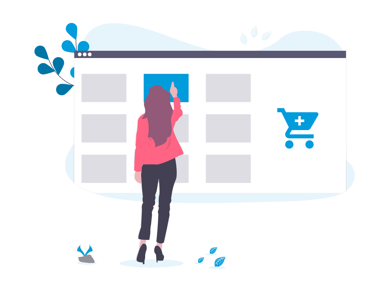 Illustration of customer adding an item to an ecommerce store as a result of digital marketing agency services.